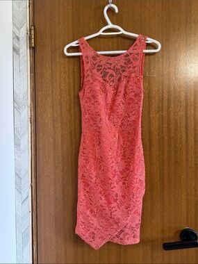 New Look Coral Lace Sleeveless Mini Dress